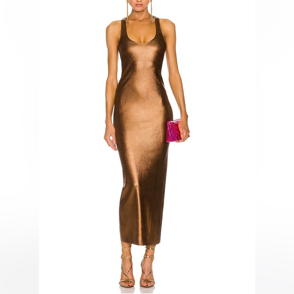 Tom Ford Bronze Metallic Glossy Tank Dress